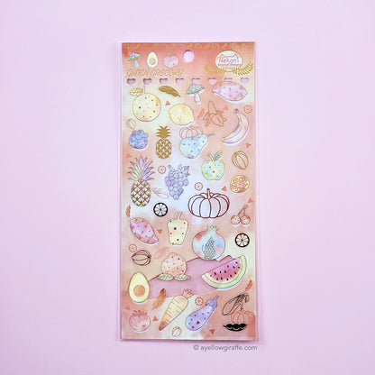 nekoni japanese stickers green grocery fruits