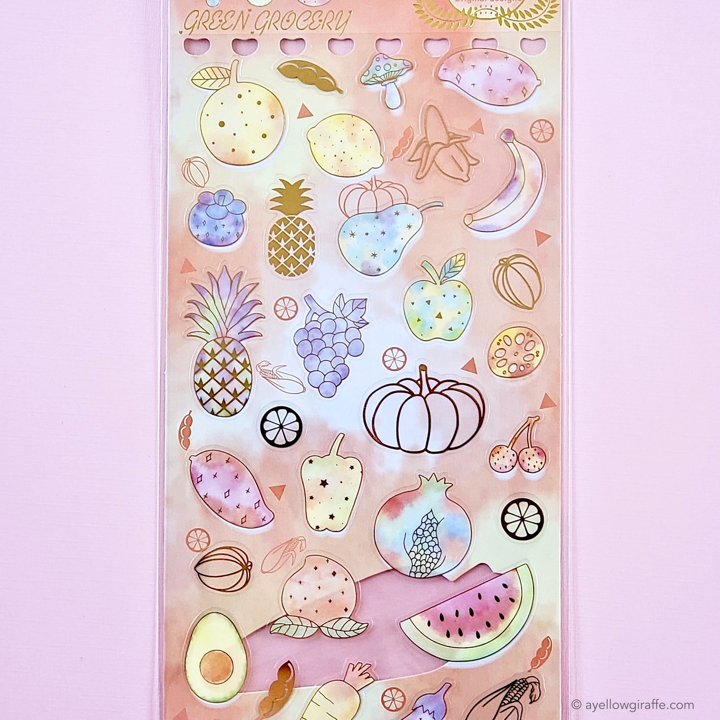 nekoni japanese stickers green grocery fruits