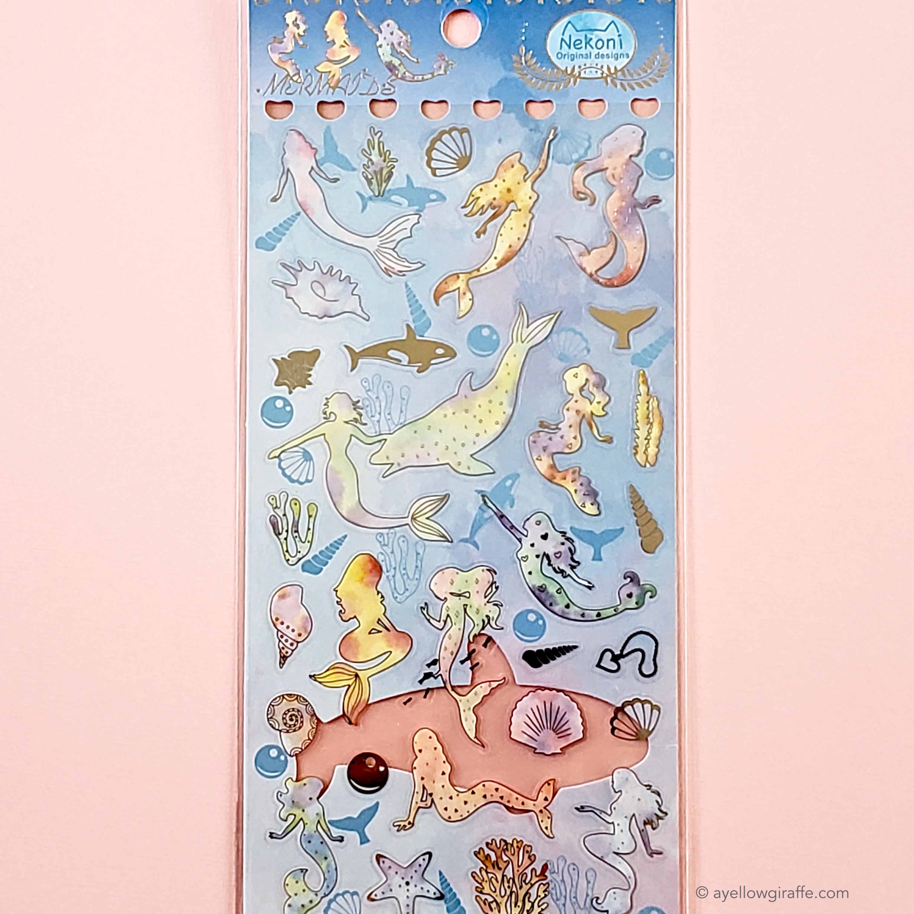 japanese stickers mermaids closeup