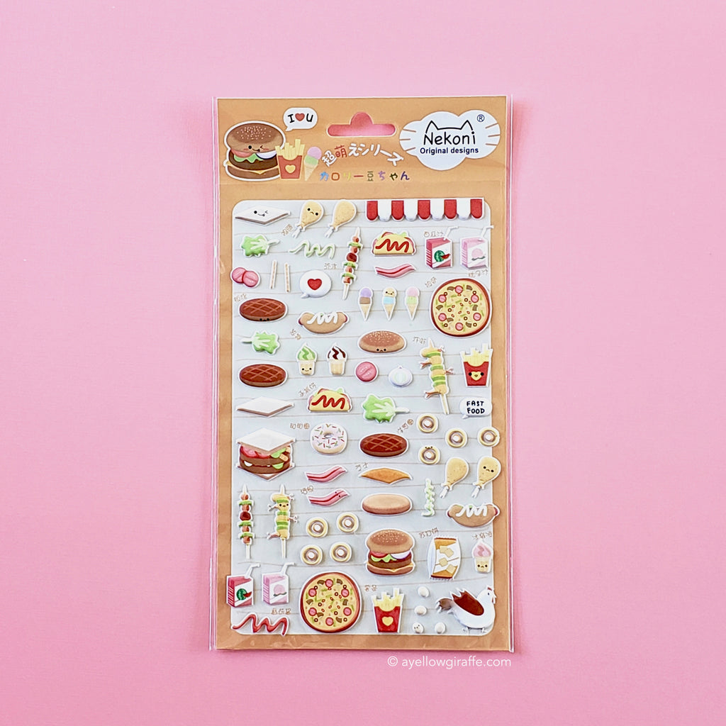 Nekoni Stickers: Puffy Fast Food