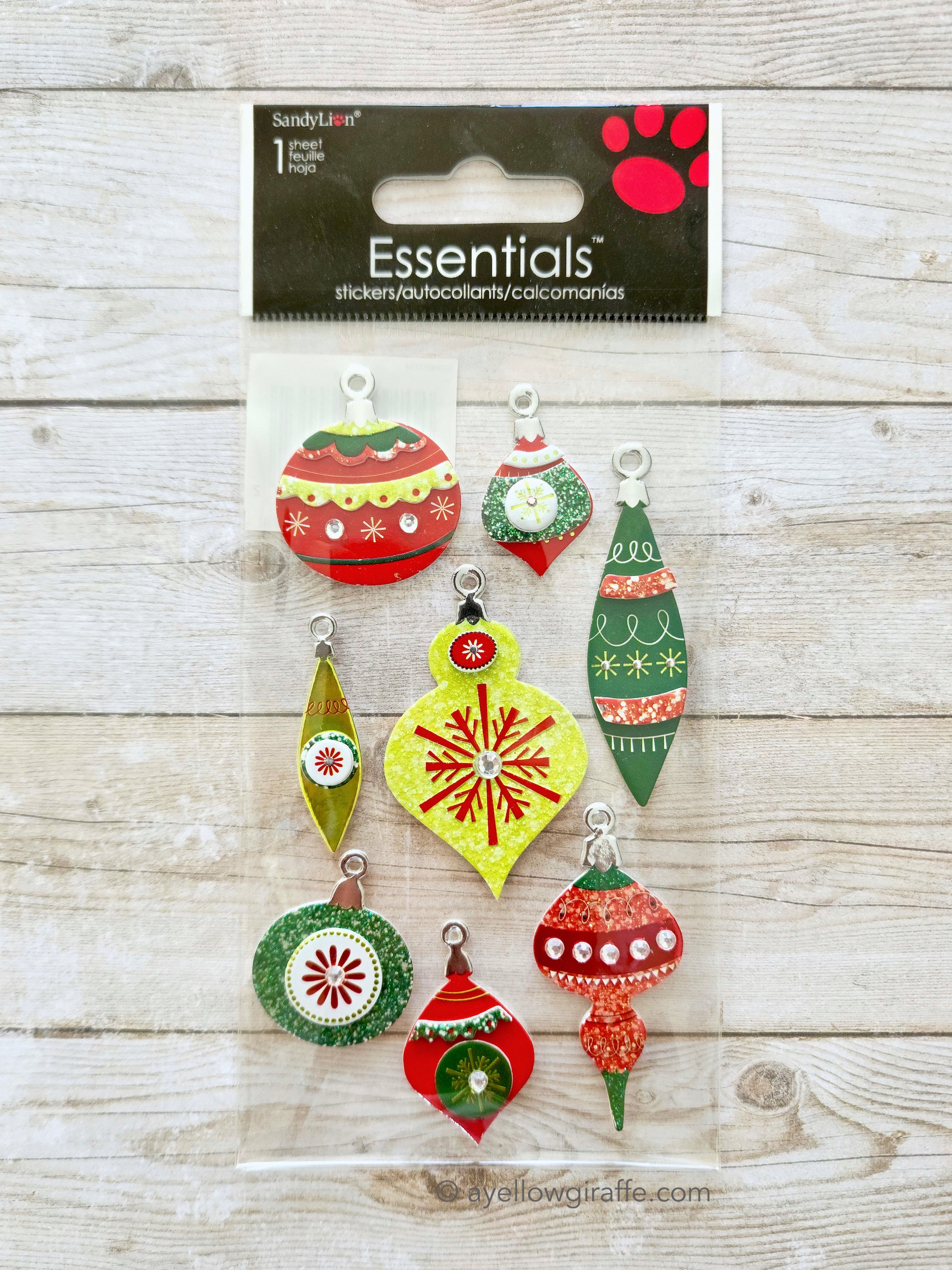 SandyLion Essentials Stickers: Glitter Ornaments