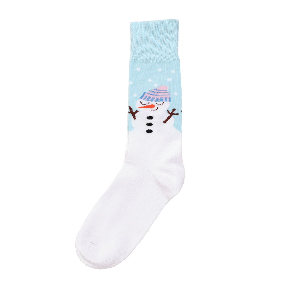 snowy day snowman socks side view