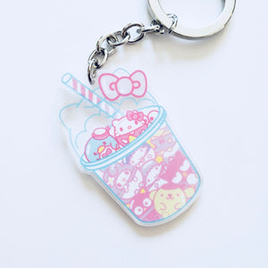 Hello Kitty Slush Bubble Drink keychain closeup