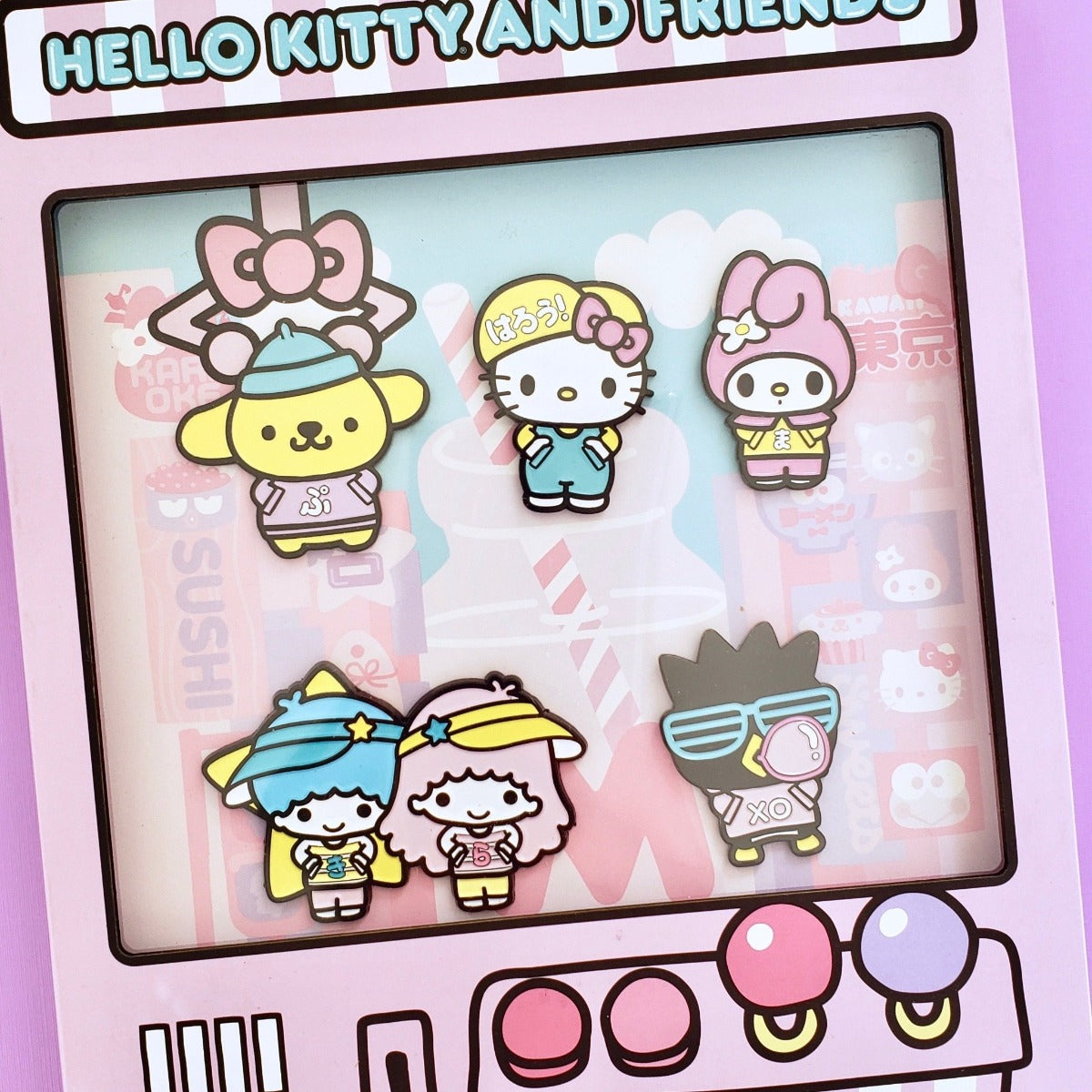 closeup of Loungefly Hello Kitty & Friends Kawaii Limited Edition Collector Set NYCC