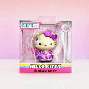 front box view of purple Hello Kitty with microphone die-cast Metalfigs