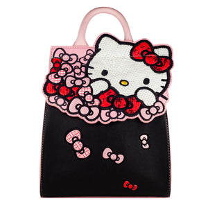 Danielle Nicole Hello Kitty black and pink bow backpack front view