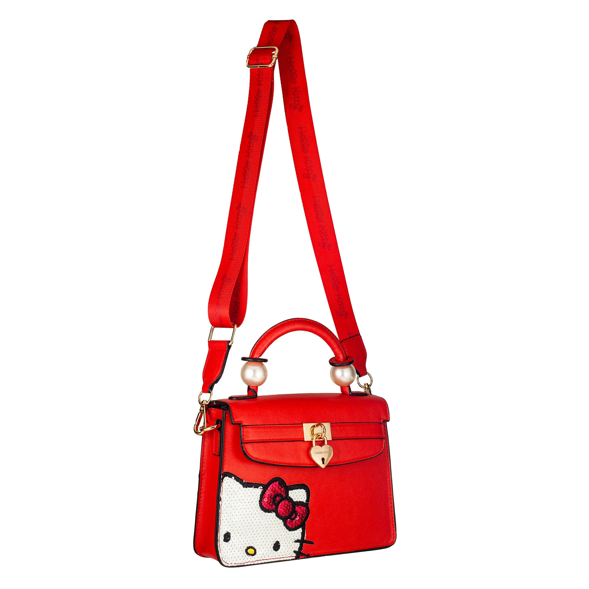 Danielle Nicole Hello Kitty Peek-A-Boo red satchel side view