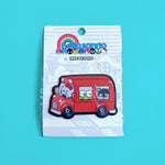 Loungefly Hello Sanrio Red Bus Iron-on Patch front