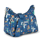 Jujube Disney Pixar HoboBe messenger bag side view with water bottle pocket