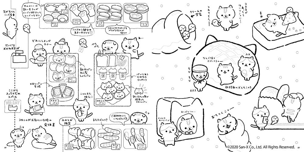 San-X Corokoro Coronya adult Japanese coloring book inside pages food