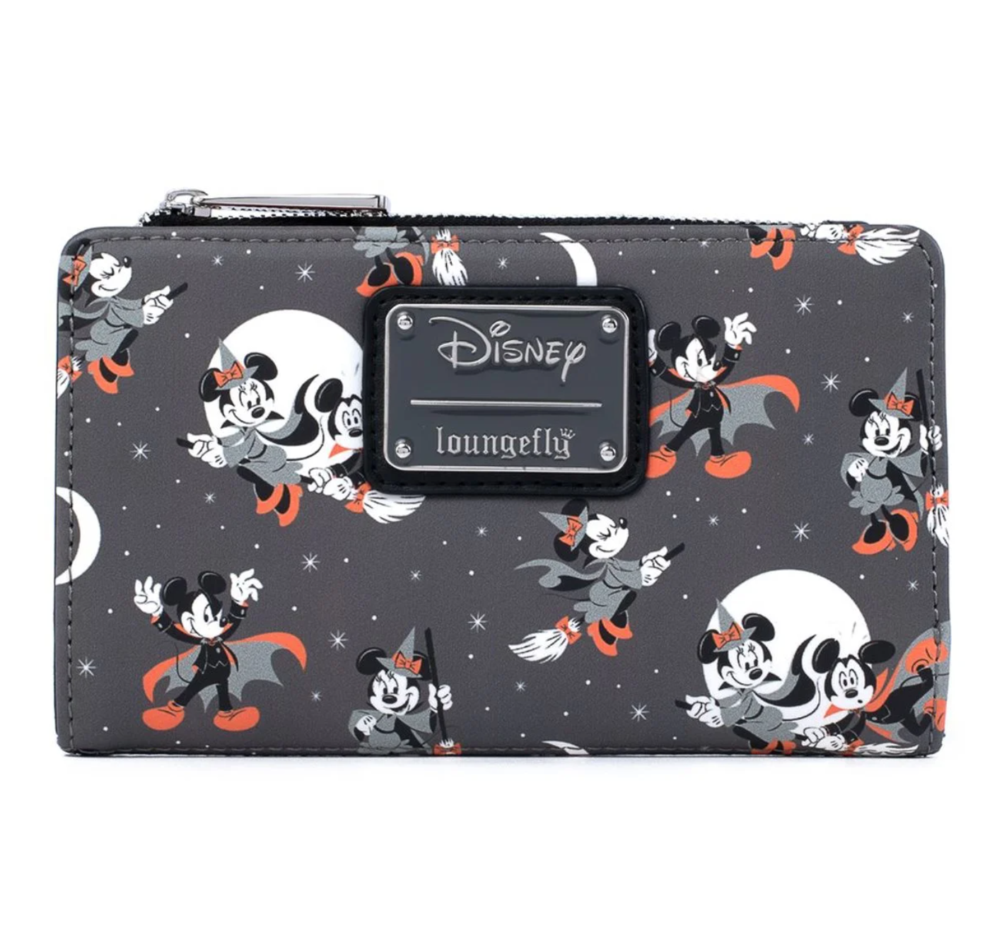 Disney Halloween Mickey and Minnie Grey AOP Flap Wallet