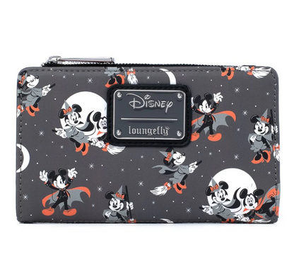 Disney Halloween Mickey and Minnie Grey AOP Flap Wallet