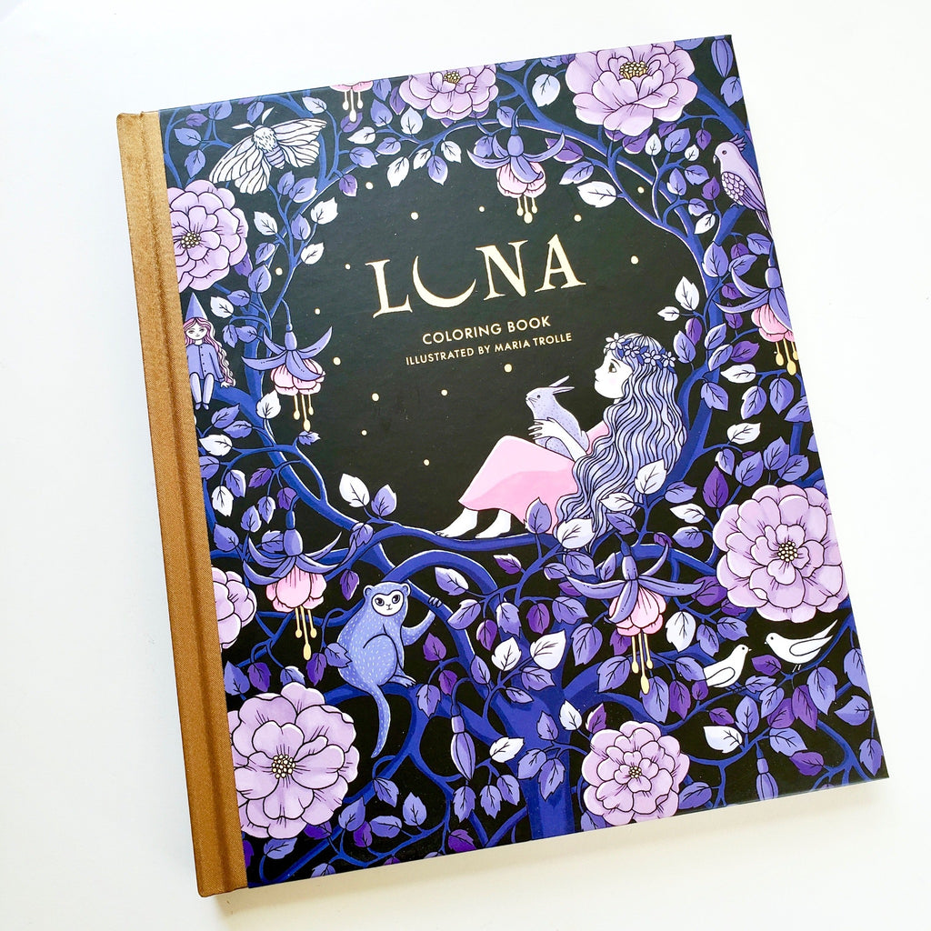 Luna coloring book front hardcover fantasy garden