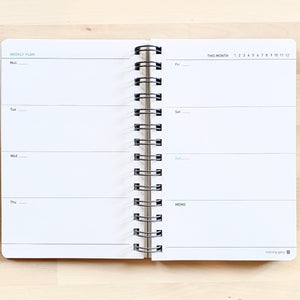 Morning Glory spiral bound hardcover scheduler weekly planning pages