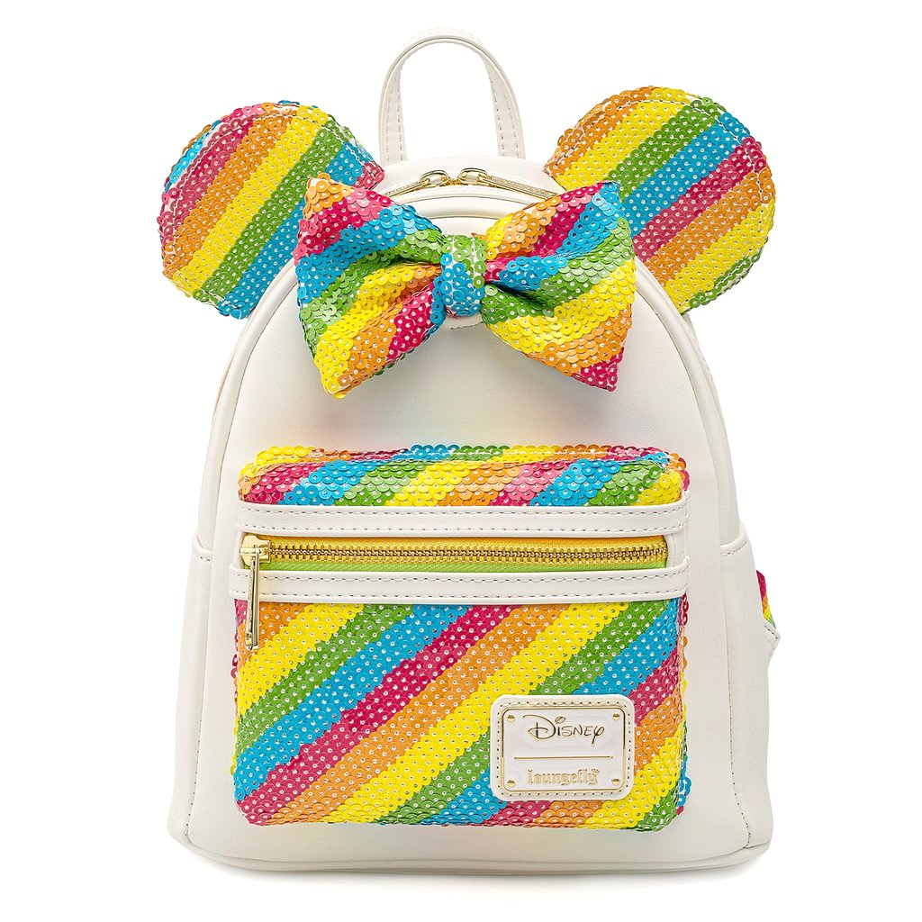 Loungefly Disney Minnie Mouse Sequin Rainbow mini backpack front
