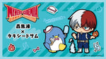 My Hero Academia x Sanrio Characters graphic illustration with Tuxedo Sam and chibi Todoroki