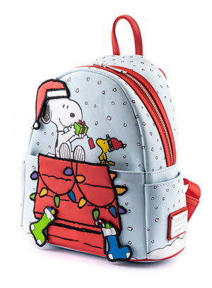 Loungefly Snoopy and Woodstock Christmas mini backpack side view