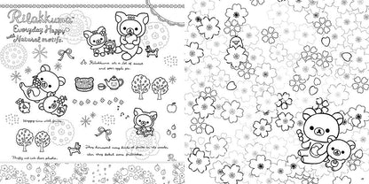 San-X Rilakkuma adult coloring book japanese inside pages nature