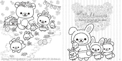 San-X Rilakkuma adult coloring book 2 inside page easter