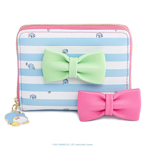 Loungefly Tuxedosam Striped Zip Around Wallet interchangeable bows