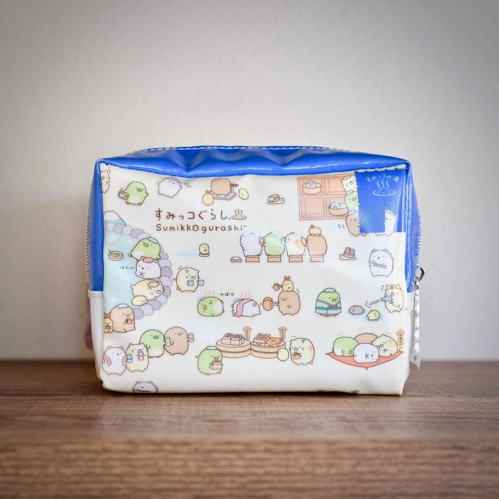 Sumikko Gurashi Hot Springs zippered pouch front view