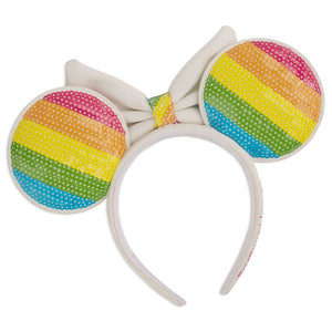 Loungefly Disney Minnie Mouse sequin rainbow ears back view