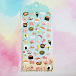 full view of nekoni sakura and sushi stickers