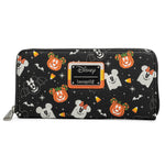 loungefly disney spooky mickey and minnie mouse candy corn all over print wallet front view