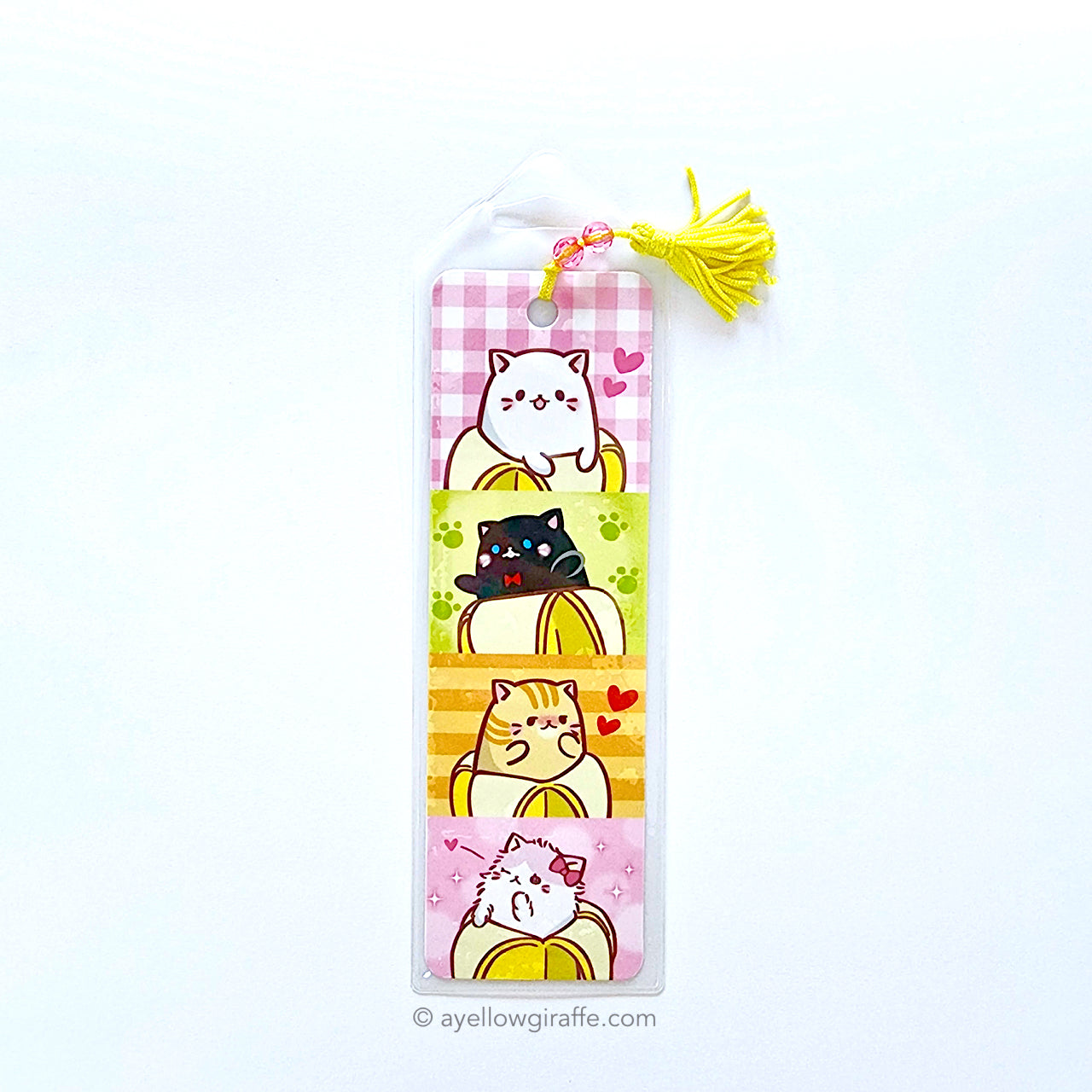 bananya 4 cats bookmark in plastic sleeve