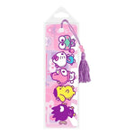 pastel hello sanrio friends bookmark with purple beaded tassel in a plastic sleeve