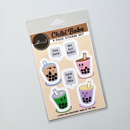 chibi boba vinyl stickers