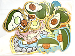 japanese nekoni avocado stickers