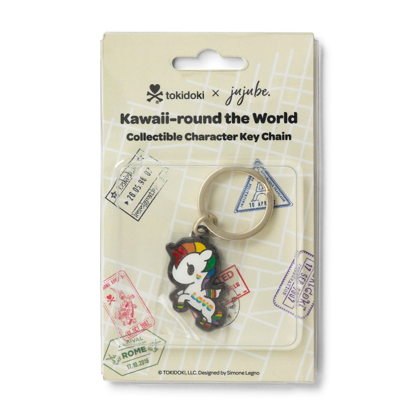 Tokidoki Kawaii Round the World Rainbow Unicorno Keychain