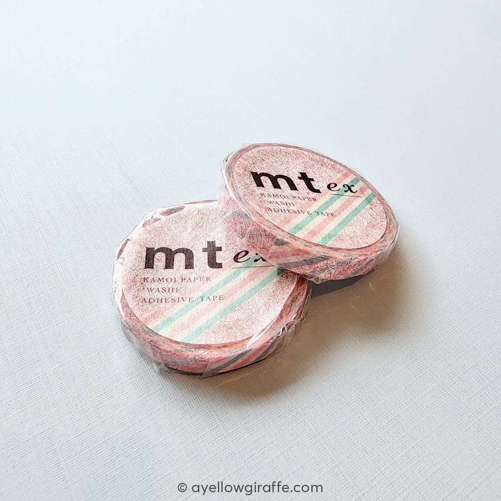 Mt Ex Washi Tape: Pink Flower Stripe Stationery