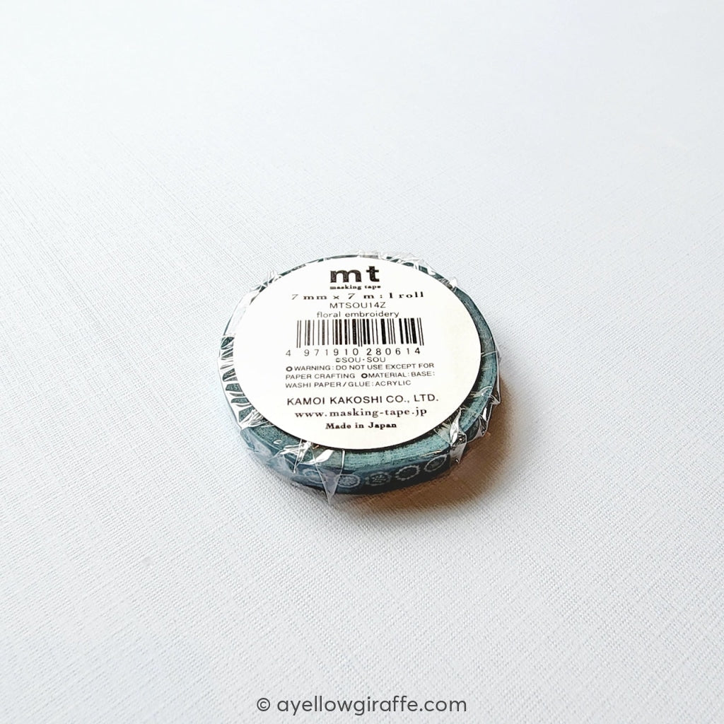 Mt X Sousou Washi Tape: Floral Embroidery Stationery