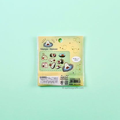 japanese nekoni boba packet of avocado stickers front