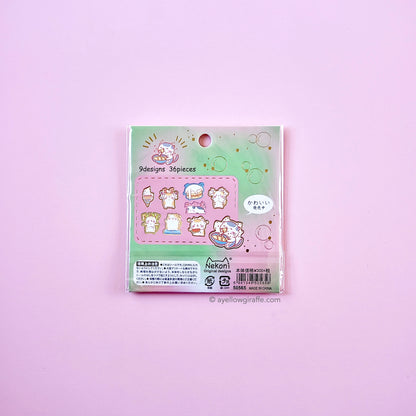 japanese nekoni boba pack of cat stickers front back