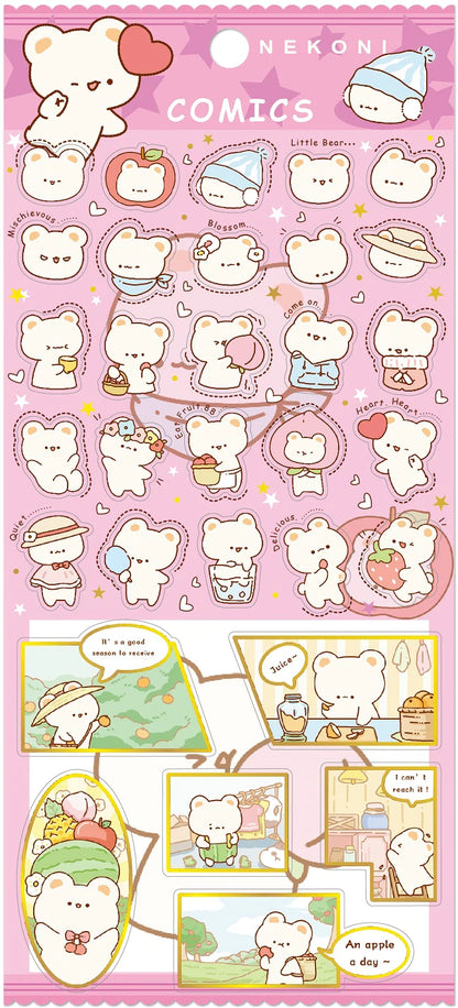 Nekoni Stickers: Comics Bear Love