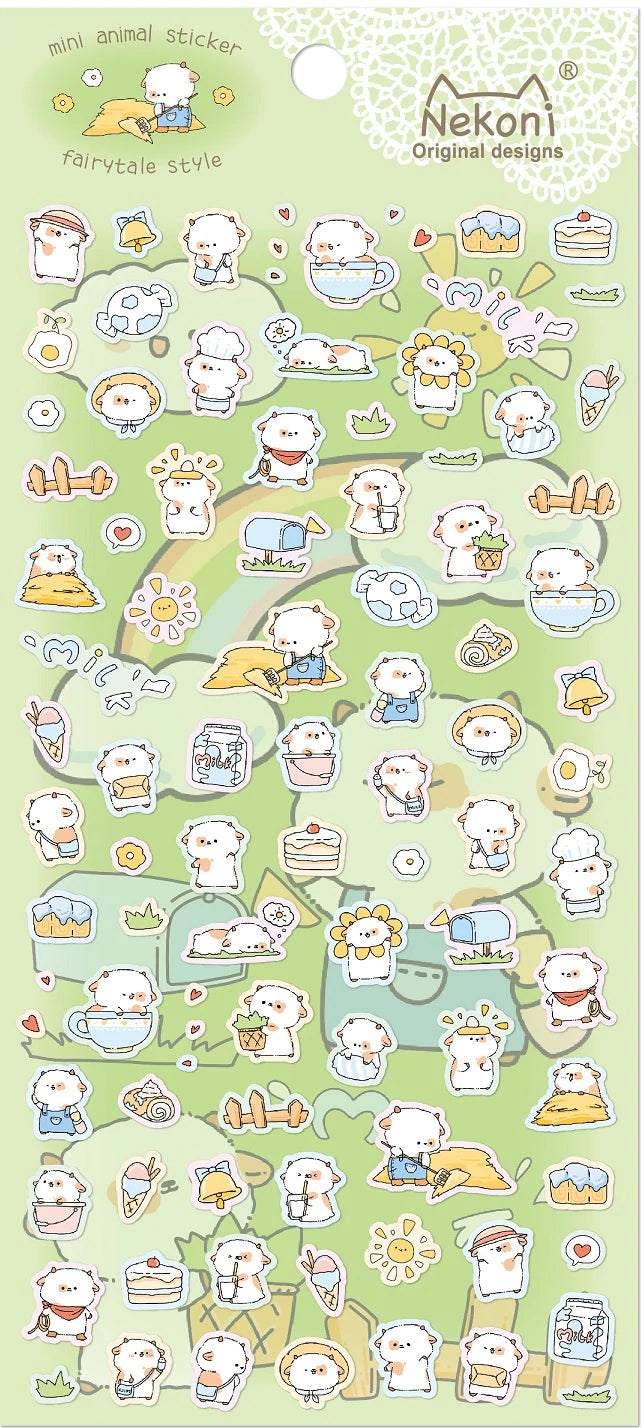 Nekoni Stickers: Mini Cow Farm