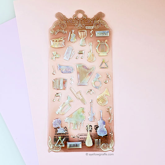 Nekoni Stickers: Crystal Gel Musical Instruments