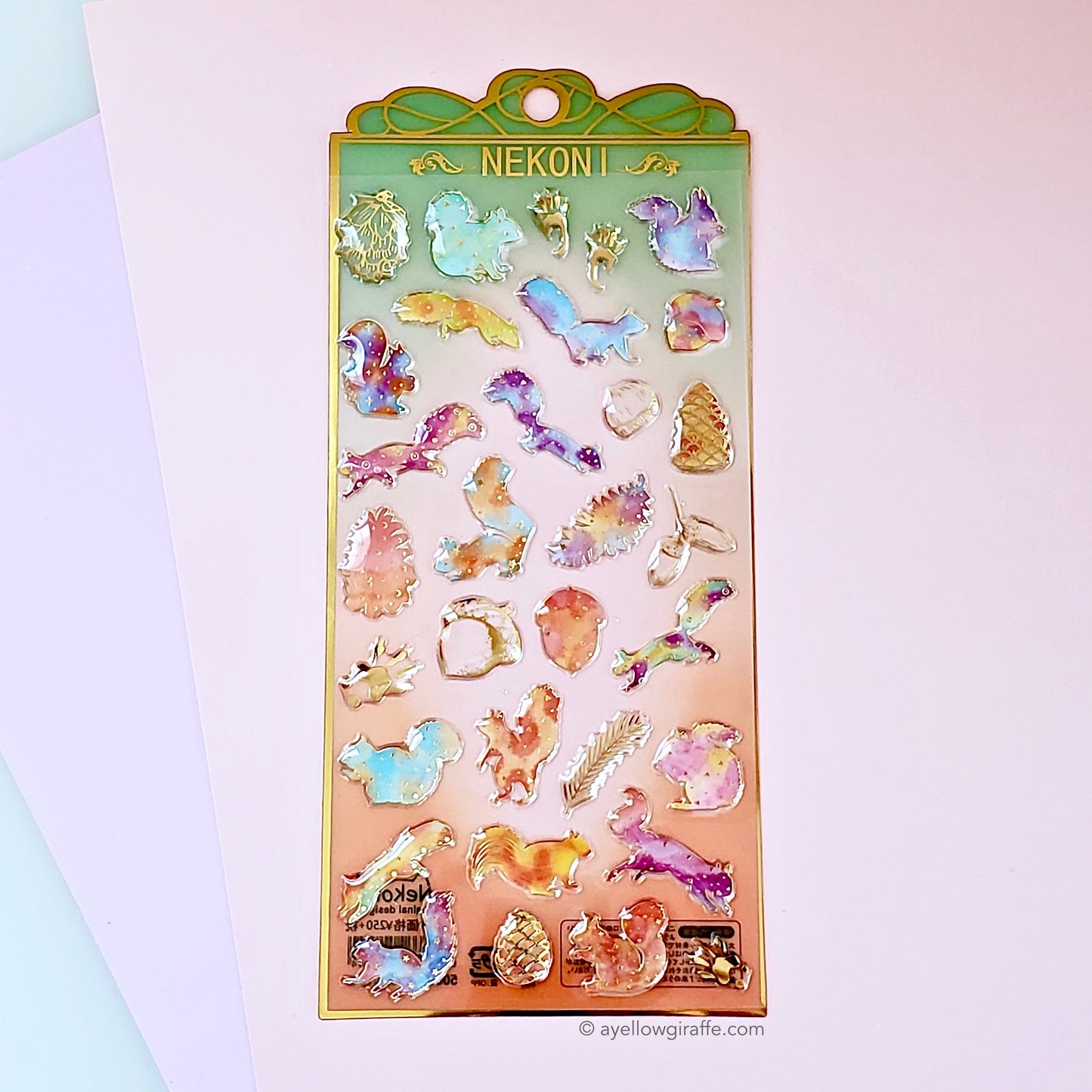 Nekoni Stickers: Crystal Gel Squirrels