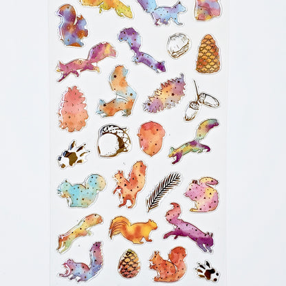 Nekoni Stickers: Crystal Gel Squirrels