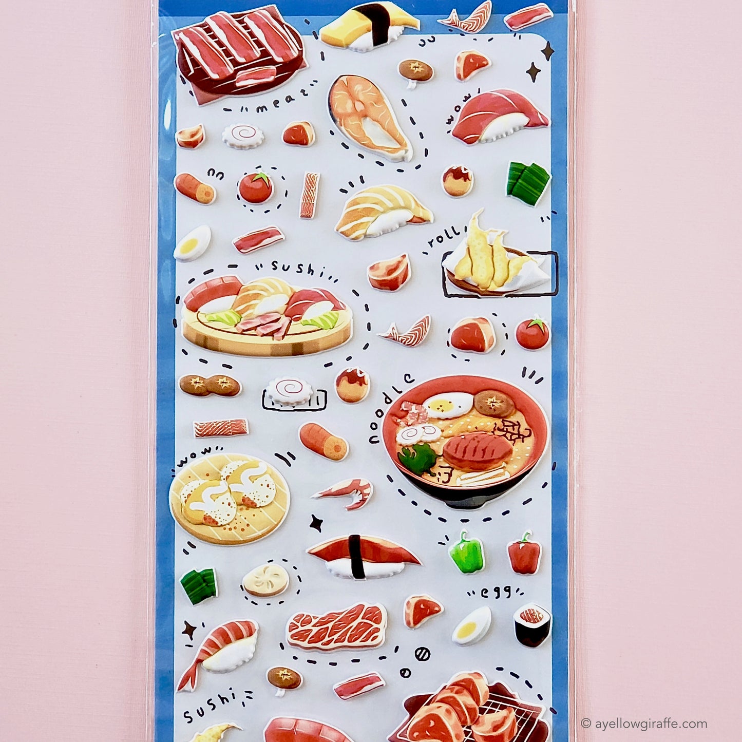 closeup of japanese food stickers