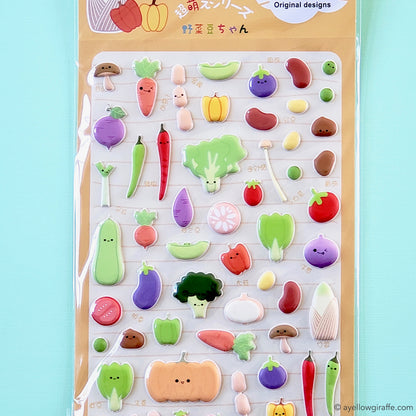closeup of vegetable puffy stickers