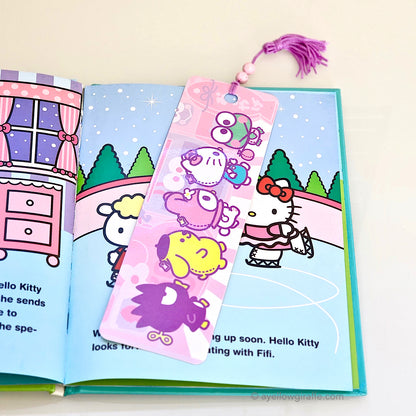 Hello Sanrio pastel scene bookmark inside book