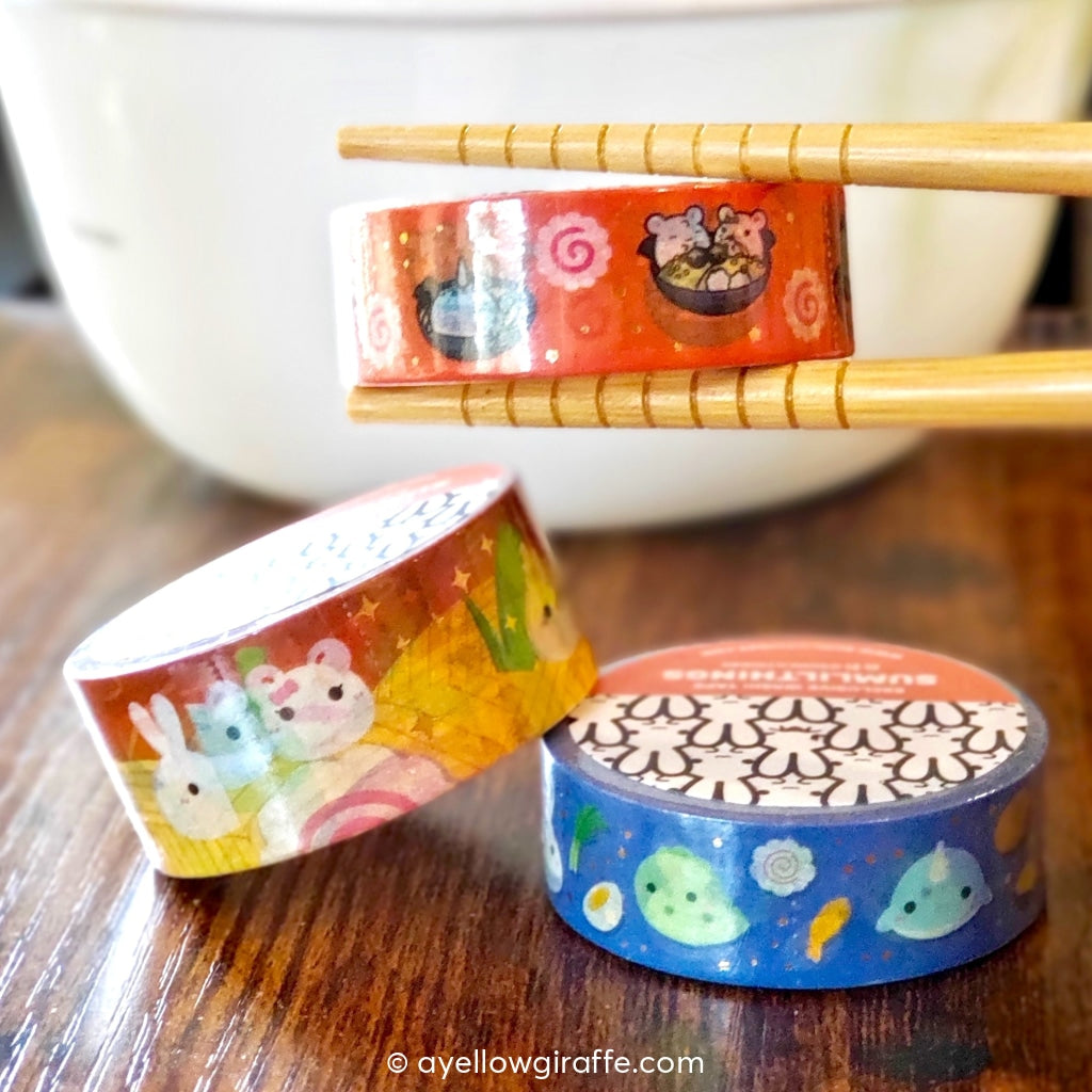 Slurp Of Ramen Washi Tapes Gold Foil - Set 3 Washi Tape