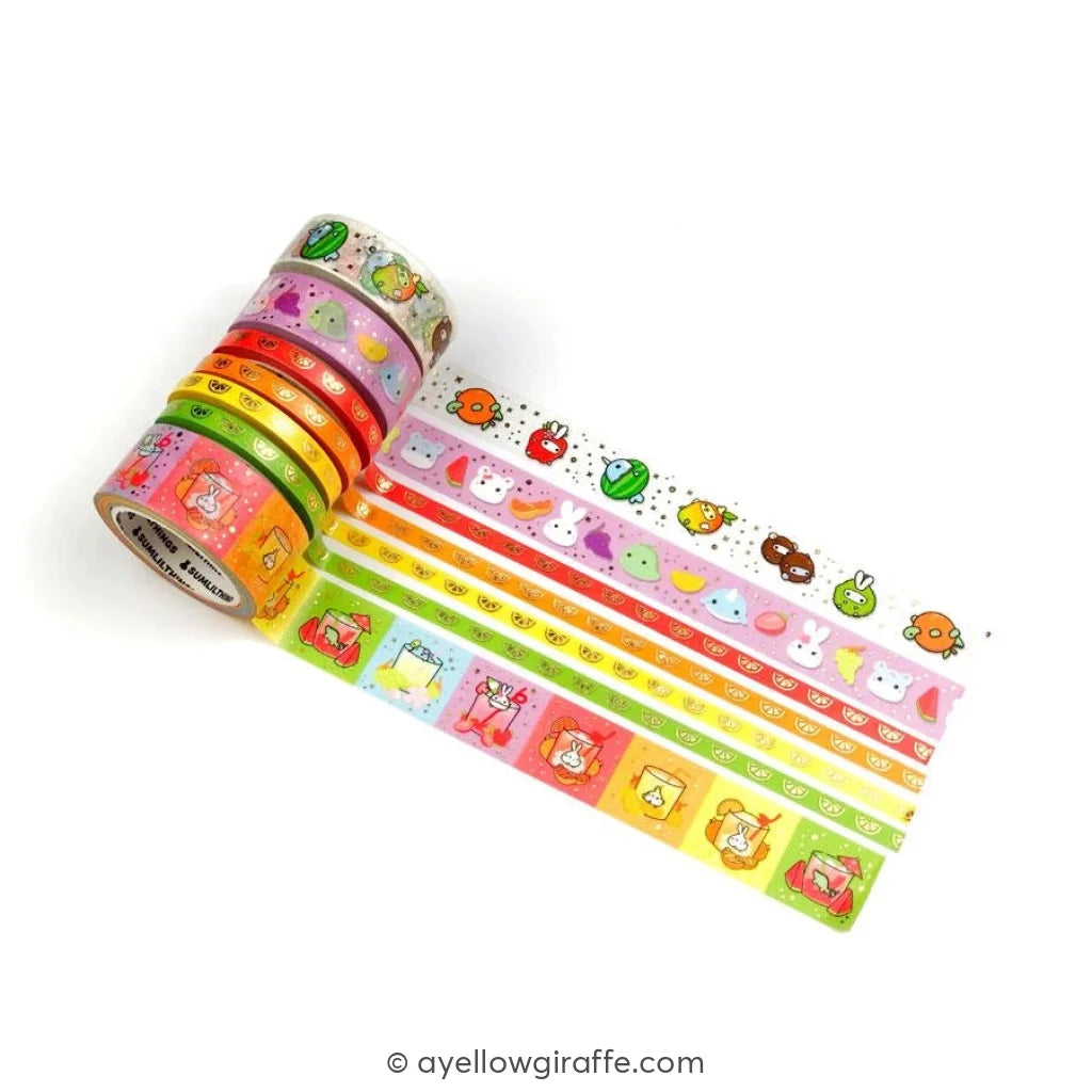Splash Of Fruits Washi Tapes Gold Foil - Set 7 Washi Tape