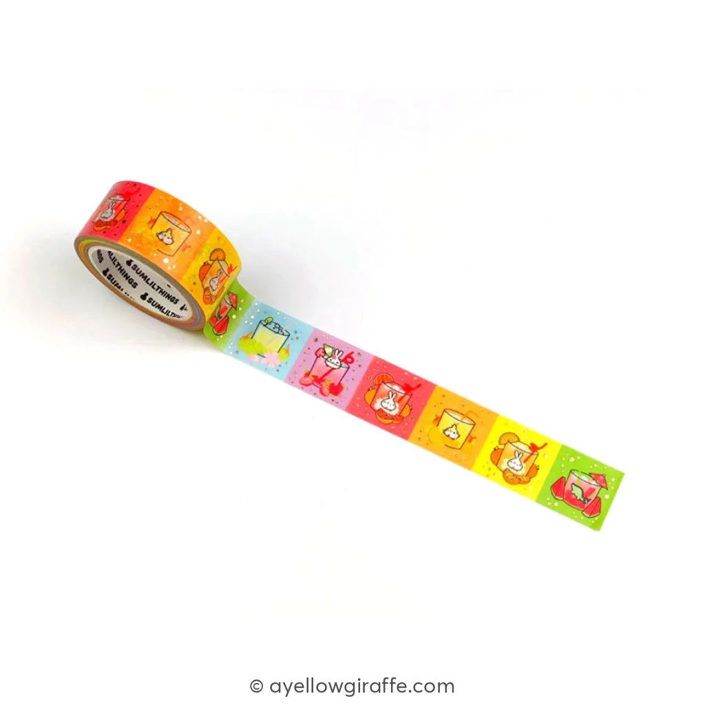 Splash Of Fruits Washi Tapes Gold Foil - Set 7 Washi Tape