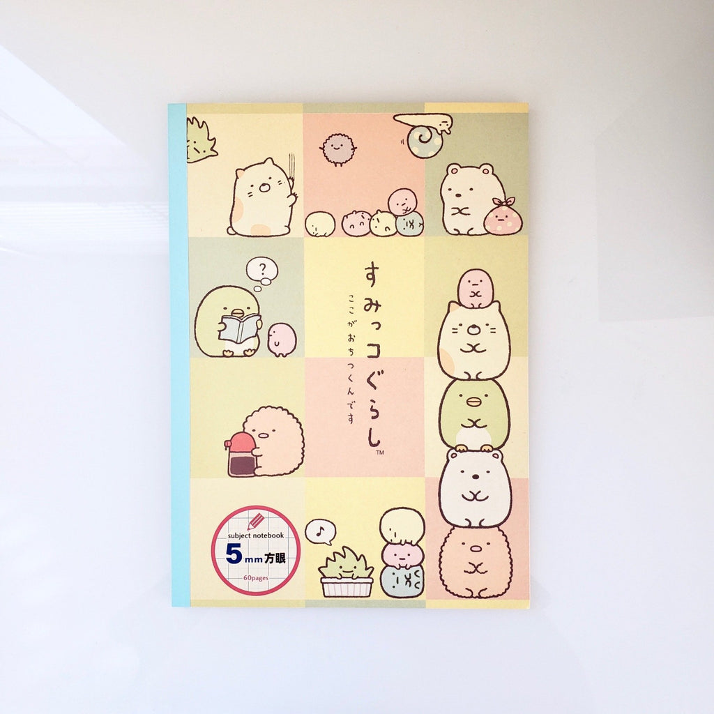 san-x sumikko gurashi 5mm graph/quad-rule notebook (front cover)